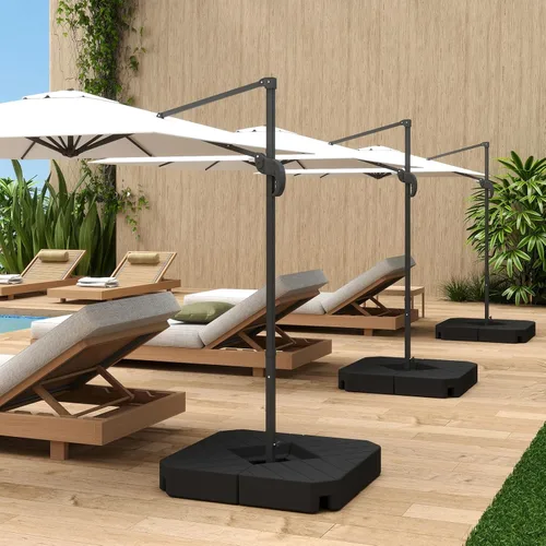 Vista 6 de C-Hopetree Soporte de pesos base resistente de 229 libras para sombrilla de patio al aire libre en voladizo, juego de 4 piezas, color negro