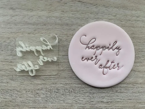 Vista 3 de Happily Ever After Wedding Cookie Sello Fondant Sello en relieve ideal para galletas de boda, compromiso o aniversario