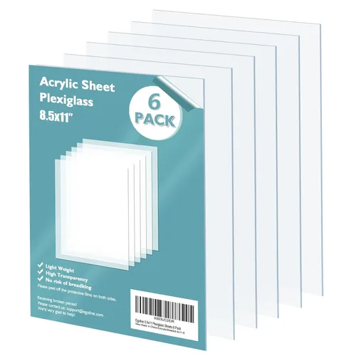 Vista 56 de Egofine Láminas de Plexiglás Láminas de Acrílico Paquete de 12 de 8.5x11'' 0.04 de Grosor Plástico Transparente Fundido Cristal Plexi Transparente