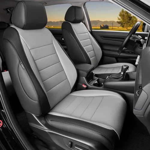Vista 16 de HKZ - Juego completo de fundas de asiento para automóvil, de piel sintética, color beige