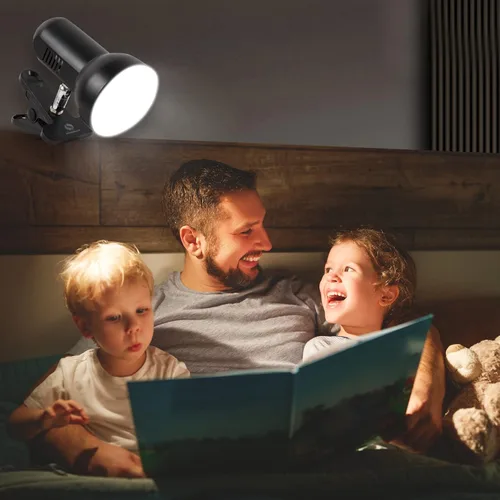 Vista 7 de RONG&LAN Lámpara LED de Metal con Clip para Escritorio, Lámpara con Clip para Escritorio, Luz de Lectura con Abrazadera Ajustable de 360° para Cama