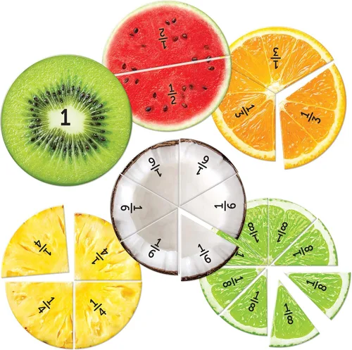 Vista 2 de Learning Resources Fracciones magnéticas de frutas: manipuladores matemáticos, suma y resta, juegos de matemáticas, fracciones para niños