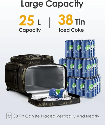 Vista 13 de TACTICISM Tactical Cooler Backpack Insulated Leak-Proof - 24L Heavy Duty Lunch Backpack for Men Women Adults, Soft Ice Chest Backpack as Gift Work