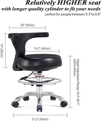 Vista 2 de Silla ergonómica de escritorio de oficina en casa, silla de trabajo ajustable con soporte lumbar, anillo para pie y ruedas para computadora