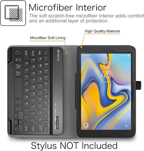 Vista 3 de FINTIE Folio - Funda con teclado para Samsung Galaxy Tab A 8.0 2018 Modelo SM-T387, funda de piel sintética con soporte y teclado Bluetooth