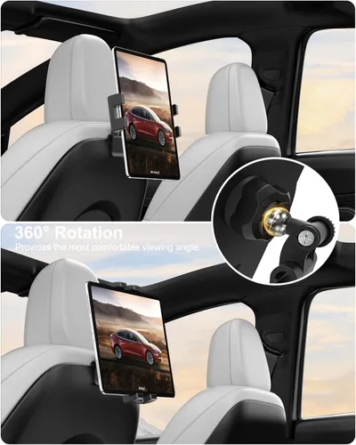 Vista 4 de woleyi Soporte para reposacabezas de tableta Tesla Model Y Model 3 Model S Model X - Soporte para tableta de asiento trasero Tesla 2025 para iPad