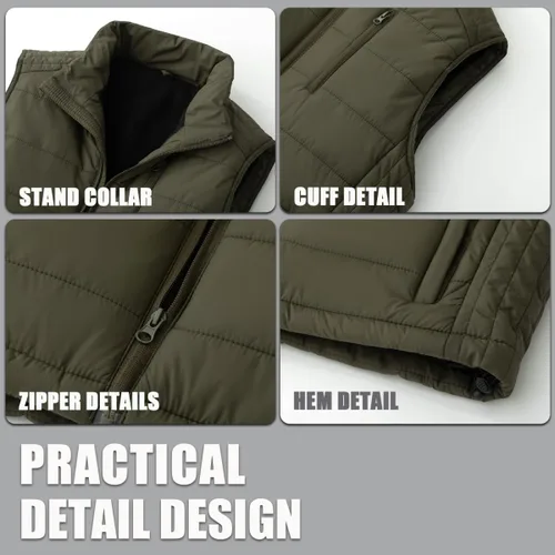 Vista 5 de Msmsse Chalecos de Abrigo para Hombre Chalecos de Invierno Acolchados con Relleno Chaleco Gilet Cuello Levantado Chaleco Puffer Cálido