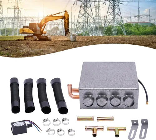 Vista 5 de Calentador universal de 12 V con 4 puertos para debajo del salpicadero, con interruptor de velocidad, gris, para automóvil, camión, barcos