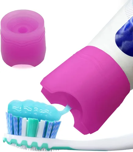 Vista 12 de Chrome Cherry SqueezMe - Tapones de pasta de dientes con cierre automático, tapa de silicona para niños y adultos, dispensador de pasta de dientes