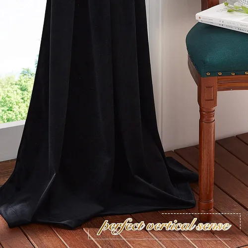 Vista 8 de NICETOWN - Cortinas de terciopelo bordadas con bolsillo para barra, 2 1 - Bordado - Marrón