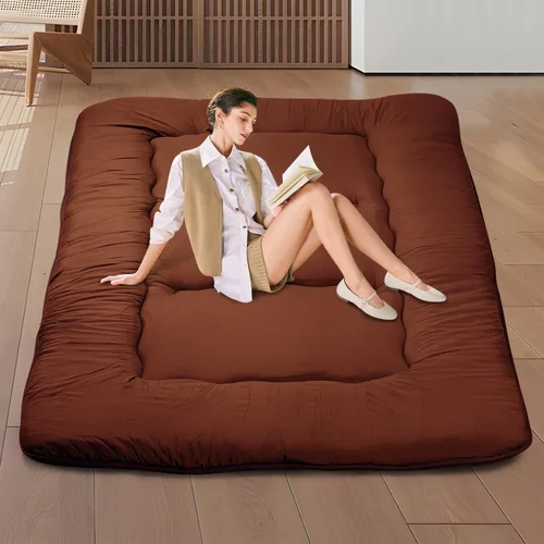 Vista 13 de Colchón japonés para suelo, tapete enrollable de espuma viscoelástica para tatami, fácil de almacenar y portátil, colchón de futón adecuado para Gris