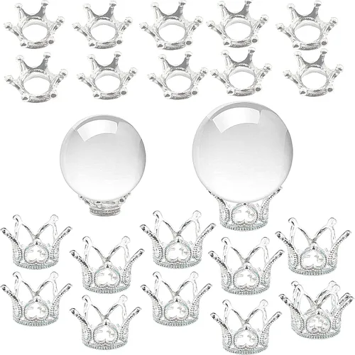 20 soportes de esfera de metal de 2 tamaños, soportes para esferas de cristal, base de lentes para mármoles, colecciones de 20/30/40/50/60/70/3.150