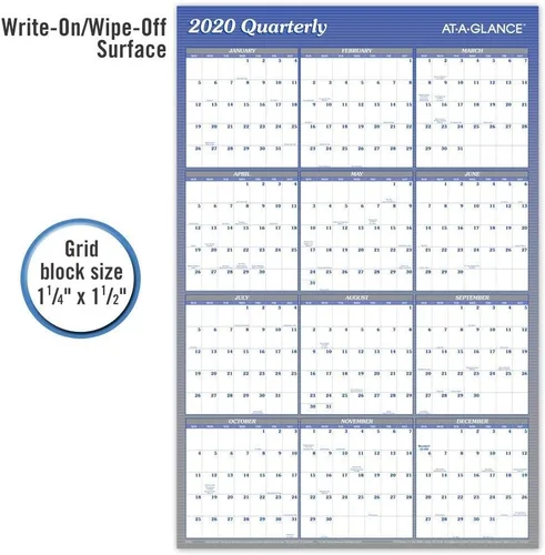 Vista 6 de AT-A-GLANCE - Calendario borrable 2021, planificador de pared de borrado en seco, 36 x 24 pulgadas, grande, vertical/horizontal, reversible, azul