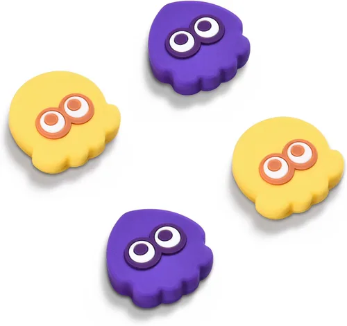 FUNLAB - Tapas para palanca de mando compatibles con Nintendo SwitchOLEDLite funda de silicona para palo analógico 4 unidades amarillo y morado