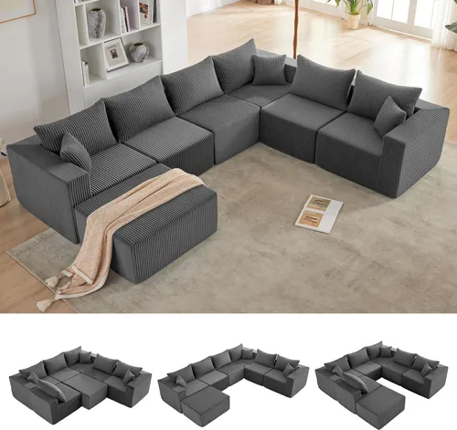 Vista 48 de Weture 95''Modular Sectional Sofa with 1 Chaise and 1 Ottoman, Boneless couches for Living Room Furniture,Comfort U Shaped Sofa， Deep Seat Corner