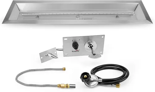 Stanbroil Fogata lineal de 30 x 6 pulgadas con kits de encendido por chispa, hoguera de gas de acero inoxidable 304 para hoguera exterior de