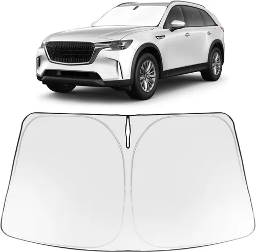 Vista 187 de Proadsy Parasol para parabrisas Rivian R1S 2022-2025 2026 de 4 capas plegable, protector de parasol frontal que bloquea los rayos UV, mantiene