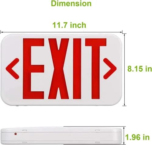 Vista 5 de Señal de salida LED, luz de salida de emergencia con batería de respaldo, doble cara, UL 924, CA 120/277V, ubicación húmeda, luces de salida
