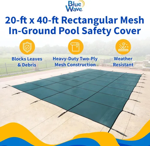 Vista 5 de Cubierta de seguridad rectangular para albercas, para proteger contra la suciedad, Verde