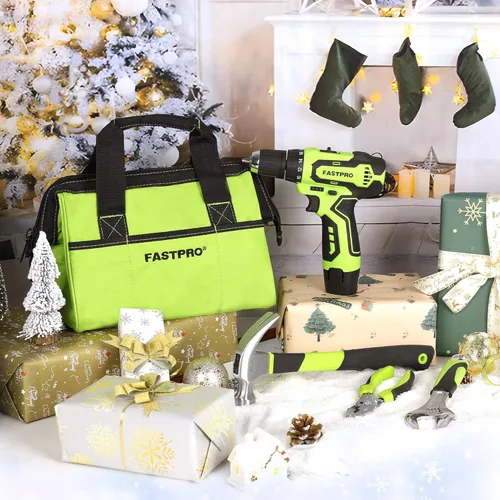 Vista 2 de FASTPRO Juego de 175 piezas de taladro inalámbrico de 12 V, taladro con controlador y kit de herramientas para el hogar, herramienta de reparación