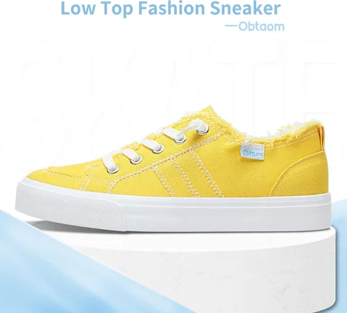 Vista 2 de Obtaom Play - Tenis de lona para mujer, color blanco deslavado y estampado de leopardo, sin cordones, a la moda