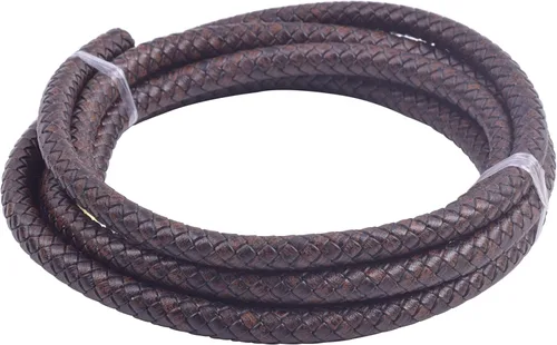 Vista 62 de KONMAY - Cordón de cuero trenzado genuino de 5 yardas, 3.0mm, marrón antiguo, redondo, para cuerda de bolo