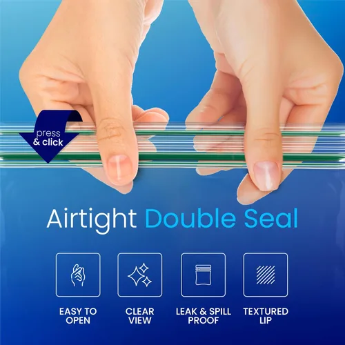 Vista 4 de DiRose Paquete de 250 bolsas de almacenamiento con cierre de 1 galón, diseño práctico y duradero, material seguro para alimentos, sin BPA, cierre