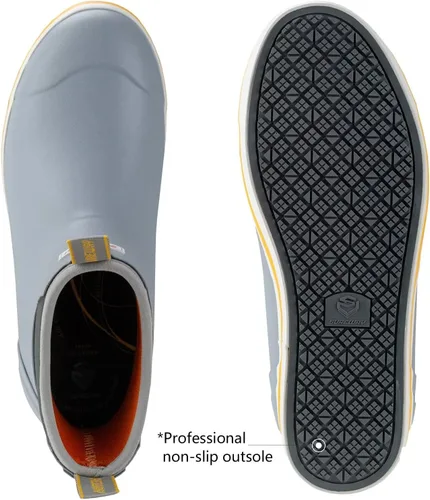 Vista 4 de SUREWAY Botas de cubierta profesionales antideslizantes para pesca y tobillo para hombre, botas de lluvia impermeables