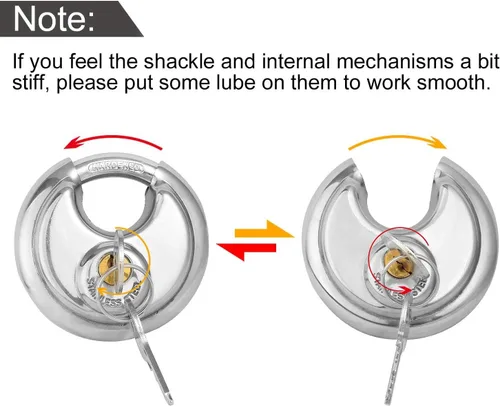 Vista 3 de STARVAST - Candado redondo de acero inoxidable, 2 unidades, resistente a la corrosión, 2-3/4 pulgadas de ancho (llave diferente)