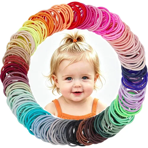 Vista 10 de 200 lazos para el pelo de bebé, ligas pequeñas para el cabello 200pcs/20colors