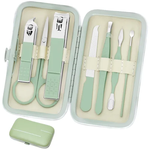 Vista 12 de Aceoce Set profesional de aseo de manicura, pedicura con cortaúñas, 18 en 1, de acero inoxidable, Negro