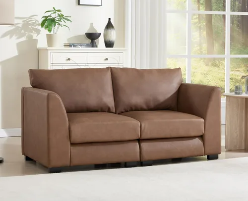 Vista 11 de EALSON Sofá modular seccional asiento medio sofá modular de piel sintética Asiento individual pieza seccional con funda extraíble marrón