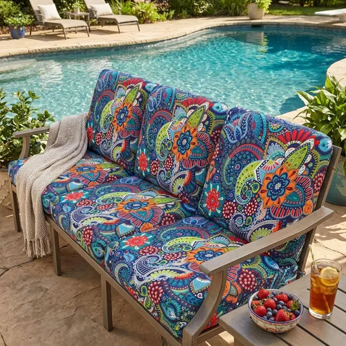 Vista 82 de hyha Fundas de cojín de sofá estampadas, fundas de sofá florales lavables para sofás con 2 cojines, fundas de cojín de patrón elástico para muebles