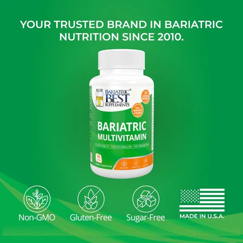 Vista 5 de Multivitamínico bariátrico con hierro para bypass gástrico y cirugía de manga, suplementos energéticos, 90 tabletas, 24 nutrientes esenciales