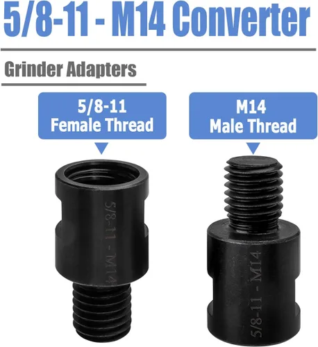Vista 2 de Mesee 2 adaptadores de amoladora angular de 5/8 "-11 hembra a M14 macho adaptador de rosca convertidor varilla 5/8 "-11 a M14 pulidora rotativa