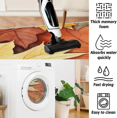 Vista 4 de cfpolar Maple Leaves Bathroom Rugs Non-Slip Bath Rug Microfiber Bath Mat Absorbent Kitchen Mats and Rugs Machine Washable Oval Plush Floor Mat for