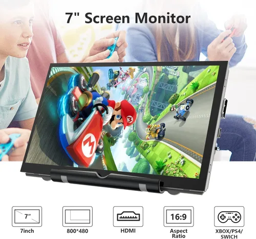 Vista 2 de HAMTYSAN Pantalla Raspberry Pi de 7 pulgadas, monitor HDMI de 800 x 480, pantalla LCD, mini monitor pequeño para Raspberry Pi 4/3/2/Zero/B/B+