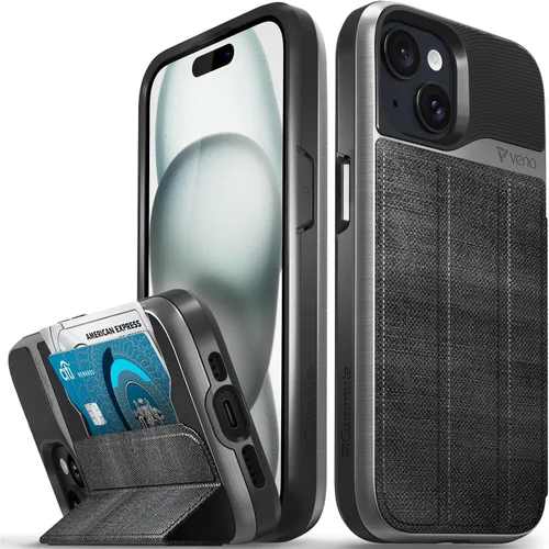 Vista 24 de VENA vCommute - Funda tipo cartera compatible con Apple iPhone 14 (6.1 pulgadas) (protección contra caídas de grado militar), funda de cuero