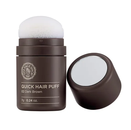 Vista 10 de The Face Shop Quick Hair Puff – Marrón Natural – Color de Cabello para Retoque de Raíz, Polvo para Línea del Cabello que Oculta la Pérdida