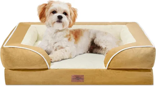 Vista 64 de Comfort Expression Cama ortopédica para perros extra grandes de 45 x 35 pulgadas, cama para mascotas XL de espuma tipo caja de huevos impermeable