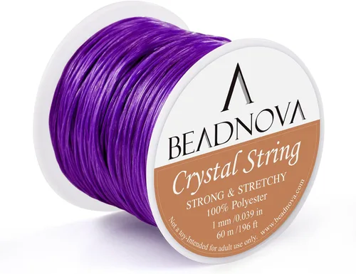 Vista 16 de Hilo de poliéster elástico de 0.039 pulg Beadnova cordón para joyería para hacer pulseras de perlas, rollo de 196 pies., PARTS-0018-07M01