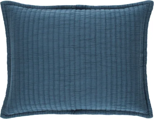 Vista 4 de Pine Cone Hill Funda de almohada Boyfriend Aegean Matelasse, tamaño estándar, patrón sólido azul