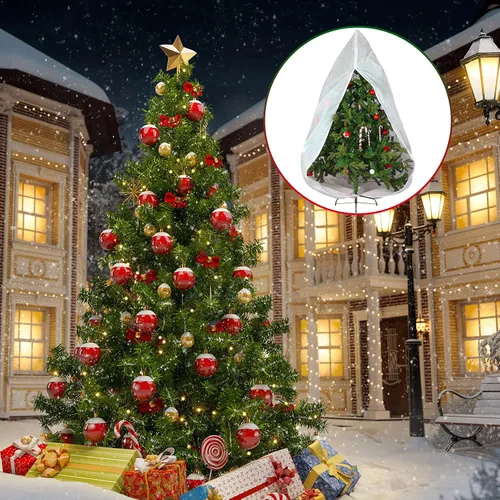 Vista 7 de Shappy Bolsa de almacenamiento para árbol de Navidad de 9 x 4 pies, bolsa vertical a prueba de polvo con cremallera y cordón para Navidad, a prueba