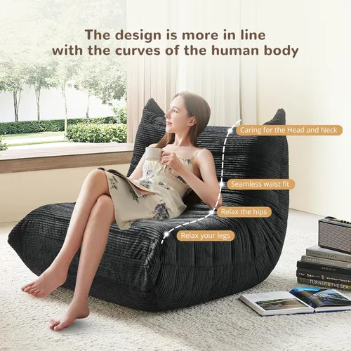 Vista 6 de Silla Puf - Sofá de Esquina, Silla de Chimenea Sofá Silla Puf, Silla Puf Grande para Adultos, Sofá de Piso de Chimenea para Sala de Estar, Amarillo