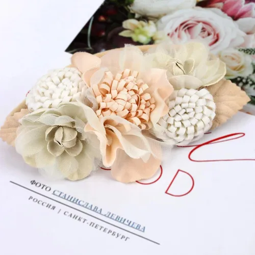 Vista 8 de Diadema elástica de nailon para bebé niña, lazo hecho a mano para recién nacido, paquete de 3 (multicolor)