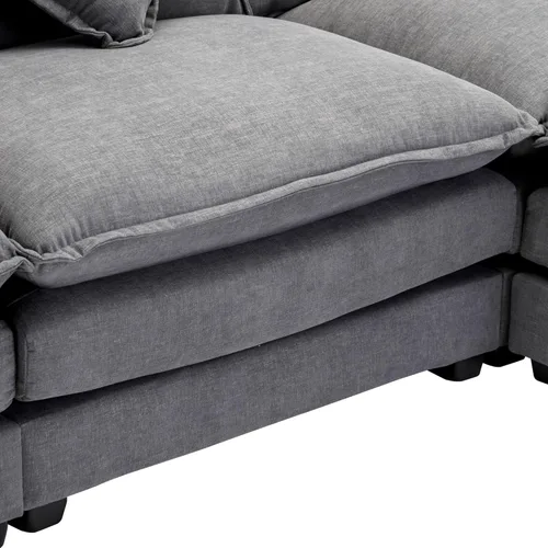 Vista 184 de Sofá modular de felpilla con tapicería en forma de L, sofá modular de 4 asientos con otomana extraíble y 5 almohadas para sala de estar, apartamento
