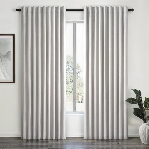 Vista 57 de Topfinel Cortinas opacas, blanco beige, 2 paneles, ventanas pequeñas, textura, mezcla de lino, bohemia, abedul, rural, gancho, bolsillo trasero