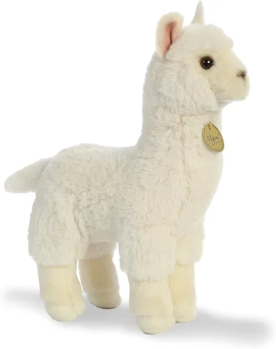Vista 2 de Aurora® Adorable alpaca de peluche Miyoni®, detalle realista, compañía entrañable, blanco, 11 pulgadas