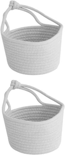 Toyvian Accesorios para el hogar Cesta colgante tejida gris cesta de almacenamiento organizador de artículos diversos contenedor redondo Accesorios