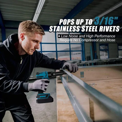 Vista 7 de iMeshbean Pistola de remache inalámbrica, kit de herramientas de remachador automático sin escobillas para remaches de 2.4/3.2/4.0/0.189 in